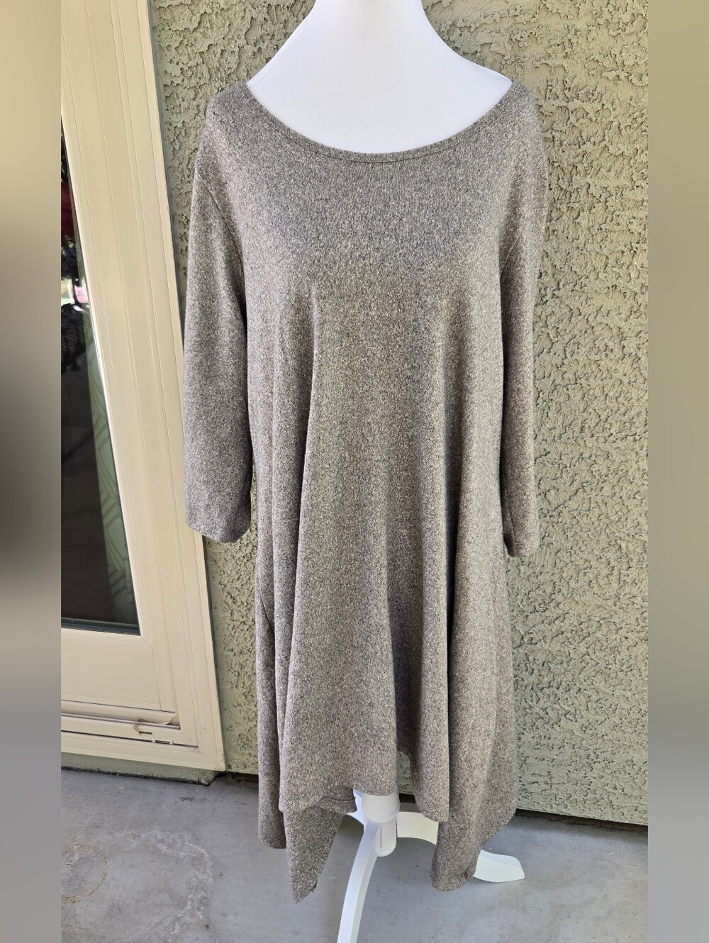 French Atmosphere Cozy Oversized Knit Tunic Dress in Taupe